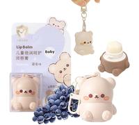 Cute Little Bear Lip Balm For Baby,Lip Gloss Kids,Lips Lip Balm For Girls,Fruity Lip Balm Kids,Deep Moisturizing Dry Crack Fade Lip Lines Fruity Nourishing,Stocking Fillers Kids (Grape)