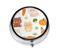 Cute Little Bear Round Mini Pill Box: 3-Compartment Portable Metal Pill Organizer with Snap Closure, Ideal for Daily Travel Use