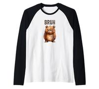 Cute Little Bear Serving Big Bruh Energy Fun Design Raglan Baseball Tee