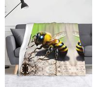 Cute little bee Blanket. Super soft flannel fleece blanket 60x50 inches, 100% polyester warm blanket for couch, camping and gifts.