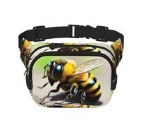 Cute little bee Fitness travel shoulder bag, fashionable and casual waist bag, square double-layer waist bag, Black, One Size, Black, One Size