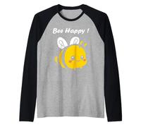 Cute Little Bee Funny Minimalist Simple Quote Bee Happy Raglan Baseball Tee