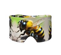 Cute Little bee Printed Sleep Eye and Ear Masks (26.8Ã-4.3 inches) Suitable for Travel, Yoga, Deep Rest Indoor and Outdoor