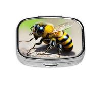 Cute Little bee Square mini Pill Box, Travel Pill Box, can be Put into Wallet or Pocket to Store a Variety of Small Items