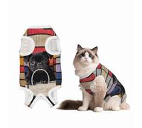 Cute Little Black Dog Dog Surgery Suit Recovery Suit, Breathable Full Body Dog & Cat Surgical Suit with Cute Prints, Alternative to Cone for Spay Neuter Wound Care, Male & Female Pets Small
