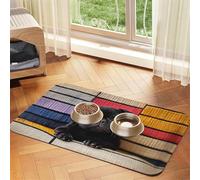 Cute Little Black Dog Pet Feeding Mat Dog Cat Eating Food Absorbent Leather Tablecloth for and Water Bowl Waterproof No Stains Quick Dry Non-Slip 17.72 * 11.8IN