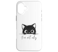 Cute little black kitten hiding who says I'm catchy Case for iPhone 16 Plus