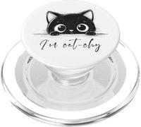 Cute little black kitten hiding who says I'm catchy PopSockets PopGrip for MagSafe