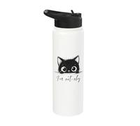 Cute Little Black Kitten Hiding who says I'm Catchy Stainless Steel Insulated Water Bottle