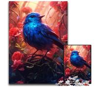 Cute Little Blue Bird Adult Jigsaw Puzzles 1000 Pieces Jigsaw Puzzles Brain Challenge Game for Teenagers & Family Interaction 50x75CM/19.68x29.52inch