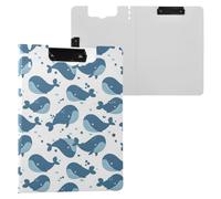 Cute Little Blue Whale Print Clipboard Folder, A4 Size Folder Clipboard with Pen Slot for Office School