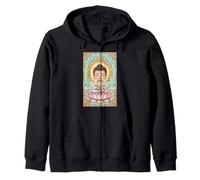 Cute Little Buddha Stained Glass Spiritual Buddhism Zip Hoodie