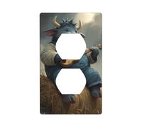 Cute Little Bull Play The Guitar Outlet Cover Light Switch Cover Decorative 1 Gang Wall Plate for Kitchen Room Bathroom Size 7x11.4cm
