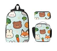 Cute little bunny Backpack Set-3-in-1 Travel Bag Lunch Bag Storage Pouch