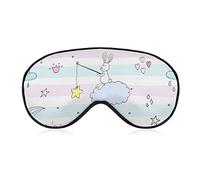 Cute Little Bunny Fishing Star on Cloud Sleep Mask Cartoon Blindfold for Sleeping Elastic Blackout Eye Mask Cover for Full Night's Sleep Travel and Nap