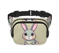 Cute little bunny Fitness travel shoulder bag, fashionable and casual waist bag, square double-layer waist bag, Black, One Size, Black, One Size
