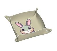 Cute Little Bunny Print Leather Catchall Tray,Desk Organizer for Keys,Wallet, Valet Tray for Home,Office