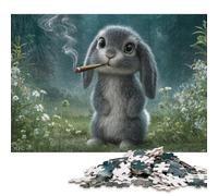 Cute Little Bunny Wooden Jigsaw Puzzles 300 Piece for Adults Fun Decoration Toy Intellectual Game Education Game Stress Relief Relaxation And Intelligence 300pcs (40x28cm)