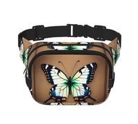 Cute little butterfly Fitness travel shoulder bag, fashionable and casual waist bag, square double-layer waist bag, Black, One Size, Black, One Size