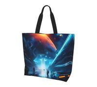 Cute little butterfly Printed tote bag, shoulder bag, suitable for travel, beach, and everyday shopping., Science Fiction Future, One Size