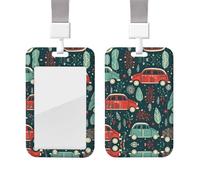 Cute Little Car ID Badge Holder with Lanyard Vertical Card Case Protector Pouch with Clear Window Plastic Sliding ID Card Holder for NurseOffice Supplies Name Tag