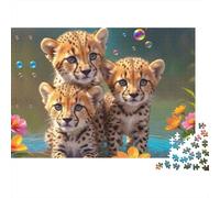 Cute Little Cheetahs 1000 Piece Jigsaw Puzzle for Adults 70x50cm/1000pcs