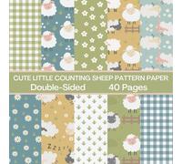 Cute Little Counting Sheep Scrapbook Paper 40 Pages 20 Sheets: Double Sided Pattern Paper for Scrapbooking, Card Making, Origami, DIY and More