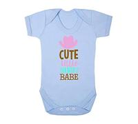 Cute Little Country Babe (Cowgirl hat) Statement Baby Grow Vest, 0-3 Months, Pastel Blue