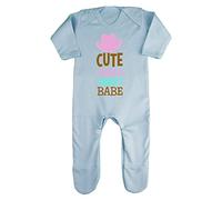 Cute Little Country Babe (Cowgirl hat) Statement Baby Romper Jumpsuit with feet, 3-6 Months, Pastel Blue