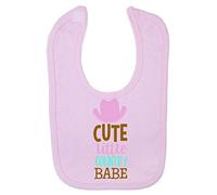 Cute Little Country Babe (Cowgirl hat) Statement Cotton Baby bib - Pastel Pink