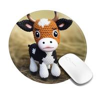 Cute Little Cow Calf Pattern Mouse Pad Waterproof Gaming Mousepad with Non-Slip Rubber Base Round Computer Mouse Mat for Office Latop Mousepads Washable Cloth Desk Pad 8 x 8 in