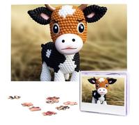 Cute Little Cow Calf Pattern Puzzles for Adults 1000 Pieces, Wooden Puzzle Personalized Jigsaw Puzzles from Photos, Challenging Puzzle Art Painting Home Decor Birthday Party Gift (29.5" x 19.7")
