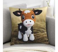 Cute Little Cow Calf Pattern Throw Pillow Cover 18x18in Comfort Ultra Soft Microfiber Pillow Cases Farmhouse Decorative Pillow Cases with Hidden Zipper for Sofa Couch Bed Standard Queen Size