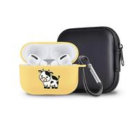 Cute Little Cow Case Compatible with AirPods Pro 2 with Keychain, Cartoon Animal Design Soft TPU Cover for AirPods Pro 2nd Generation Charging Case Smooth Protective Shell for Girl Women（Yellow）