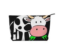 Cute Little Cow Corduroy Makeup Bag â€“ Versatile Cosmetic Pouch with Zipper for Daily Use and Travel Capacity Organizer