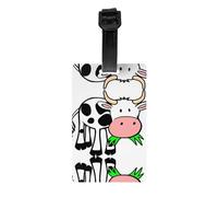 Cute Little Cow Print Luggage Tags with Full Back Privacy Cover - Bright Suitcase Identifier for Travel, Cruise & More