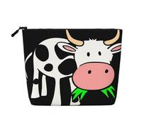 Cute Little Cow Versatile Travel Toiletry Bag - Fake Hemp Makeup Bag for Multi-use - Cosmetic Accessories Organizer