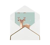 Cute Little Deer Elegant Greeting Card - Premium Pearl Paper Foldable Card With Gold Trim, Blank Inside For Personal Message - Perfect For Christmas, Birthday, Wedding & Valentine’s Day
