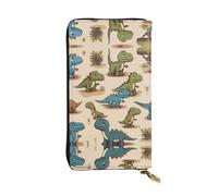 Cute little dinosaur Long leather wallet, portable credit card holder, zippered coin purse, and ID compartment