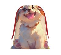Cute Little Dog Drawstring Gift Bag â€“ Premium Polyester Holiday & Party Favor Bag With Full-Print Design, Perfect For Christmas, Halloween, And Promotions