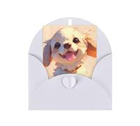 Cute Little Dog Elegant Greeting Card On Premium Pearl Paper - Perfect For Christmas, Birthday, Wedding & Valentine’s Day - Blank Inside For Personal Message