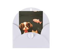 Cute Little Dog Elegant Greeting Card On Premium Pearl Paper - Perfect For Christmas, Birthday, Wedding & Valentine’s Day - Blank Inside For Personal Message
