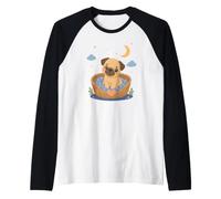 Cute Little Dog in Basket - Cute Animal Design Raglan Baseball Tee
