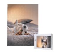 Cute Little Dog Jack Russell Terrier,500 Pieces Wooden Jigsaw Family Game Jigsaw Puzzles for Adults Teens