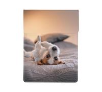 Cute Little Dog Jack Russell Terrier, PU Leather Laptop Sleeve, Notebook Bag Laptop Case Sleeve Tablet Briefcase