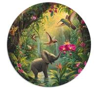 Cute Little Elephant 1000 Pieces Circle Jigsaw Puzzles for Adults Kids 14+ Animal Pretty Challenge And Cool 1000pcs (67.5x67.5cm)