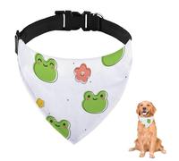 Cute Little Flower Frog Dog Bandana With Adjustable Strap D Ring Dog Neckerchief Pet Bibs Triangle Pet Scarves Accessories for Dogs Puppy Dogs Cats Decor Machine Washable