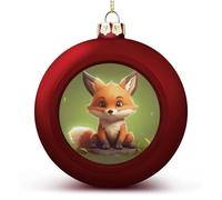 Cute Little Fox Christmas Ball Ornament Shatterproof Hanging Ball Ornaments with String Decorative Christmas Baubles for Xmas Tree Home Wedding Holiday Party Decor Supply