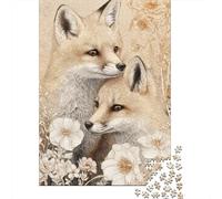 Cute Little Fox Couple Jigsaw Puzzles. 38x26cm/1000pcs Whimsical Challenge Toy for Educational Games Gifts