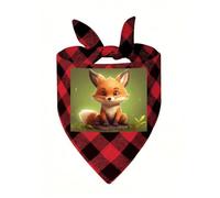 Cute Little Fox Dog Bandana Plaid Triangle Pets Scarf | Funny Dog Neckwear Washable Triangle Bibs Kerchief Pet Costume Accessories for Small Medium Large Dogs Cats Birthday Gift